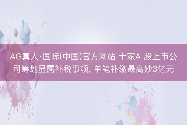 AG真人·国际(中国)官方网站 十家A 股上市公司筹划显露补税事项， 单笔补缴最高妙3亿元