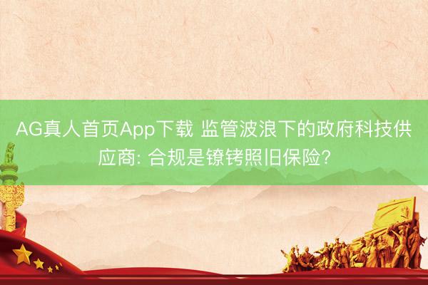 AG真人首页App下载 监管波浪下的政府科技供应商: 合规是镣铐照旧保险?