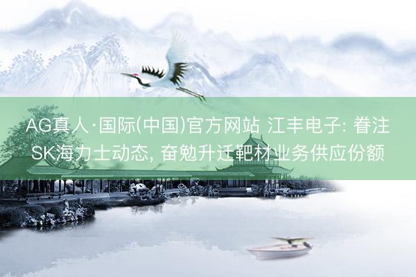 AG真人·国际(中国)官方网站 江丰电子: 眷注SK海力士动态， 奋勉升迁靶材业务供应份额