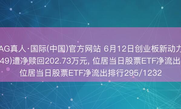 AG真人·国际(中国)官方网站 6月12日创业板新动力ETF工银(159149)遭净赎回202.73万元， 位居当日股票ETF净流出排行295/1232